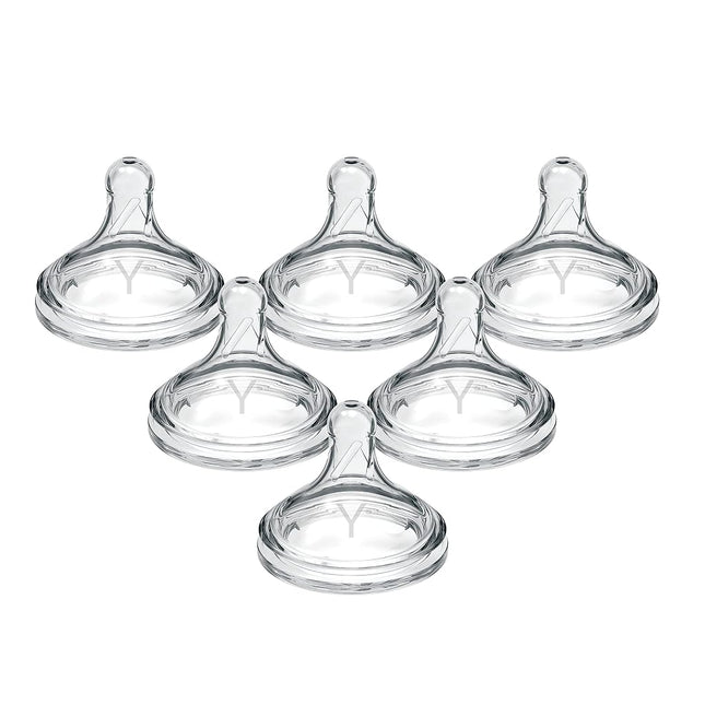 Dr. Brown’s Natural Flow® Y-Cut Wide-Neck Baby Bottle Silicone Nipple, Ideal for Thicker Liquids, 9m+, 100% Silicone Bottle Nipple, 6 Pack