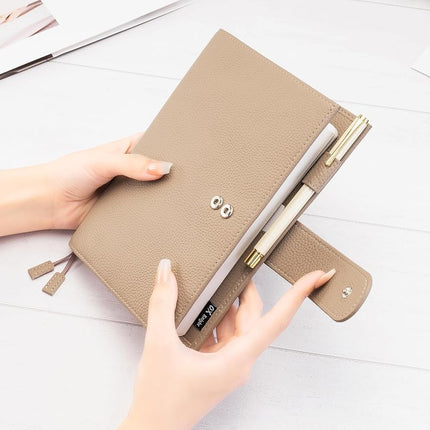 Ox Knight Genuine Leather B6 Notebook Planner Cover for Stalogy, Sterling Ink & Wonderland222, B6+ Journal Cover with Pen Loop, Card Slots, Inner Pockets and Dual Bookmarks, Taupe