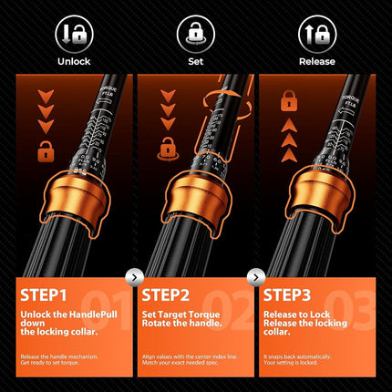 SUZUME 3PCS Torque Wrench Set 72 Teeth Dual-Direction Adjustable Torque Wrench Dual-Scales 1/4 & 3/8 & 1/2-Inch ±3% Accuracy Click Torque Wrenches for Bicycle, Motorcycle, Car,Maintenance