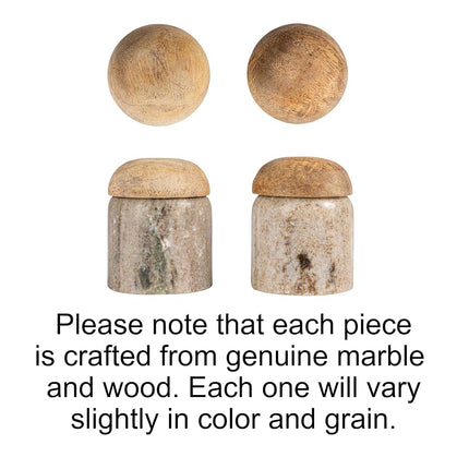 Creative Co-Op Modern Marble Wood Lid, Natural Canister