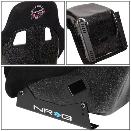 NRG Innovations NRG-FRP-303BK-PRISMA Prisma Fixed Back Bucket Racing Seat 6-Point Harnesses, Size M, Black Seat Cover