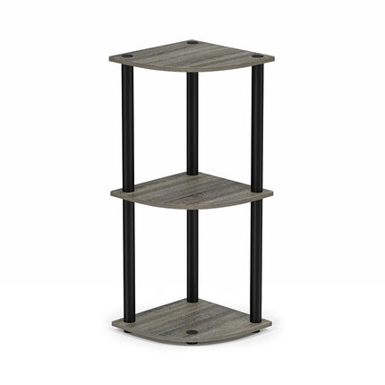Furinno TURN-N-TUBE Corner Shelf, 3-Tier Corner Bookshelf, Display Storage Shelves with Open Shelves, for Organization and Storage, Living Room, Home Office, Garage, French Oak