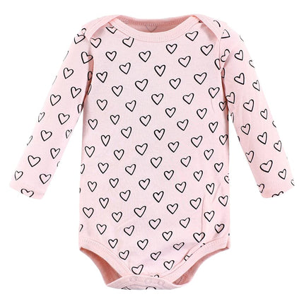 Hudson Baby Baby Girls Cotton Long-sleeve Bodysuits 3-pack, Modern Rainbow, 9-12 Months