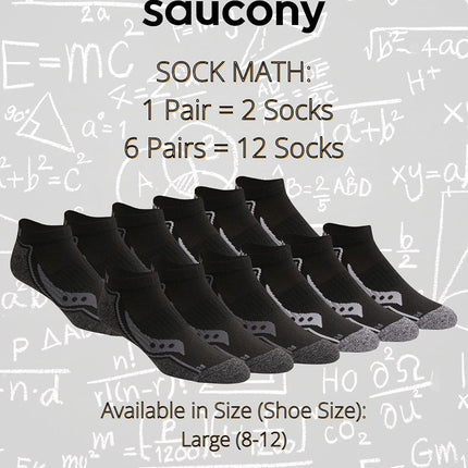 Saucony Men's Rundry Bolt Performance No-show Socks, Available in M-xxl (6, 12, 18 Pairs), Black Repreve (6 Pairs), Large
