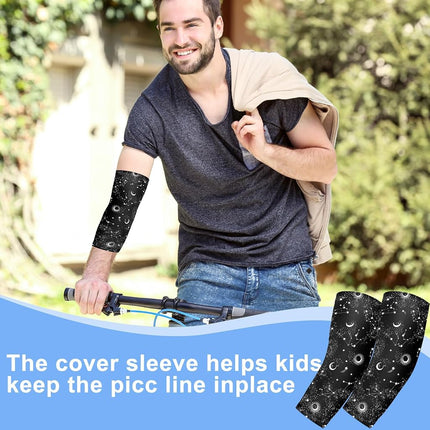 Cuffbow 12 Pcs PICC Line Reusable Sleeve Cover for Adults Upper Arm Breathable Cover Nursing Sleeve Protector Supplies, Stylish, One Size