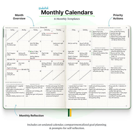 Roterunner Hardcover Purpose Planner Notebook B5 7.5 x 9.8 Undated Daily Planner 2024-2025 Daily Weekly and Monthly Productivity Planner Life Planner ADHD Planner for Adults Self Care Journal