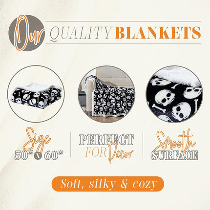 Elegant Comfort Reversible, Printed Sherpa Throw Blanket, All-Season Blanket- Super Soft, Cozy and Plush- Decorative Throw, Perfect for Lounging, 50 x 60 inches, Skull & Bones, Sherpa Throw Blanket
