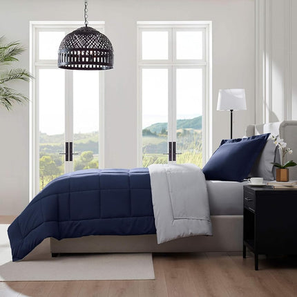 Nestl Twin XL Comforter Set 5 Piece - Reversible Twin XL Bedding Set Navy, College Dorm Room Essentials Bed in a Bag, Twin XL Comforter Set for College Girls and Boys with Sheets, Pillowcase and Sham