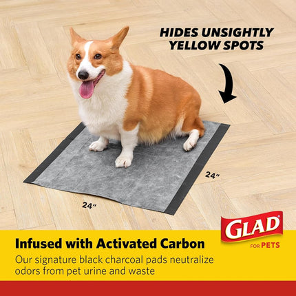 Glad Heavy Duty Activated Carbon Training Pads, 24" x 24", 30ct - Ultra Absorbent, Absorbs 50% More, Heavy Duty Puppy Potty Training Pads