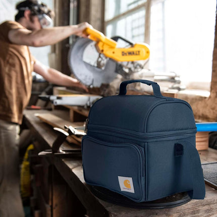Carhartt B000030440199 12 Can Two Compartment Cooler, Fully-Insulated Lunch Box, Polyester Metal, Navy