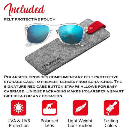 Gafas de sol polarizadas PolarSpex para hombres y mujeres – Protección UV, gafas de sol retro duraderas y ligeras para conducir, pescar, Crystal | Azul hielo, G