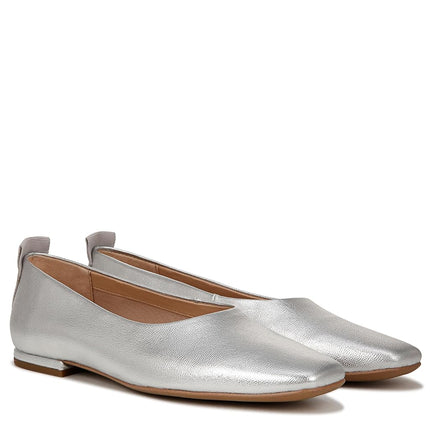 Franco Sarto Women's Vana Slip on Ballet Flat Loafer, Silver Metallic, 6.5 Wide