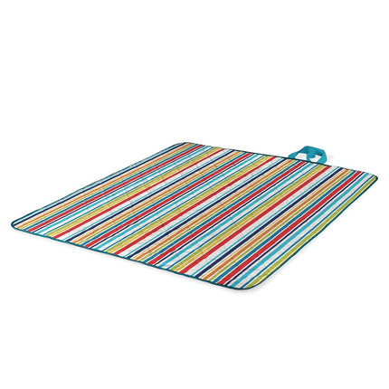 PICNIC TIME ONIVA - a brand - Vista Outdoor Picnic Blanket & Tote - Beach Blanket - Camping Blanket, (Fun Stripe Pattern with Aqua Blue Exterior)