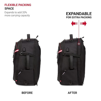 SwissGear Hybrid, Black, 21.5-Inch, Hybrid Travel Laptop Backpack