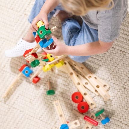 Melissa & Doug Wooden Construction Building Set in a Box (Developmental Toy, 48 Pieces)
