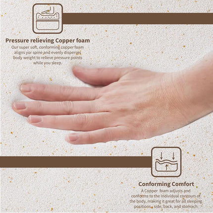 Nutan, 1-Inch Copper-Infused Memory Foam Mattress Toppers, Cooling and Pressure Relieving with Airflow Design, Twin, Beige