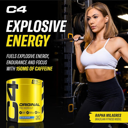 C4 Original Pre Workout Powder ICY Blue Razz - Vitamin C for Immune Support - Sugar Free Preworkout Energy for Men & Women - 150mg Caffeine plus Beta Alanine plus Creatine - 30 Servings
