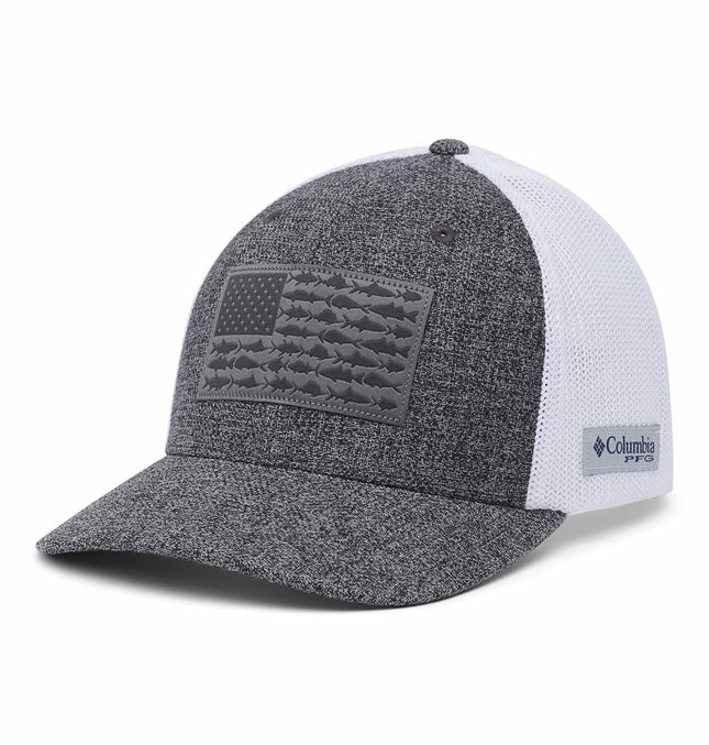 Columbia PFG Mesh Ball Cap-High, Grill Heather/Whi