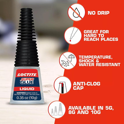 Loctite Super Glue Liquid 10-Gram Longneck Bottle
