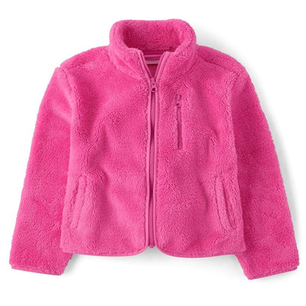 The Children's Place Girls' Cozy Sherpa Full-Zip Jacket, Pink Summer, Pink Summer, X-Large