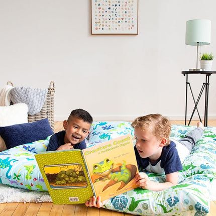 Wildkin Floor Lounger for Kids � Lightweight & Travel-Friendly, Ideal for Sleepovers & Nap Time, Pillow Not Included - Dinosaur Land