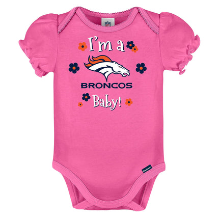 NFL Denver Broncos - Pack de 3 bodys para bebé niña, color del equipo, 18 meses