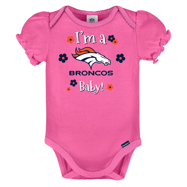 NFL Denver Broncos Baby-Girl 3 Pack Bodysuit, Team Color, 18 Months