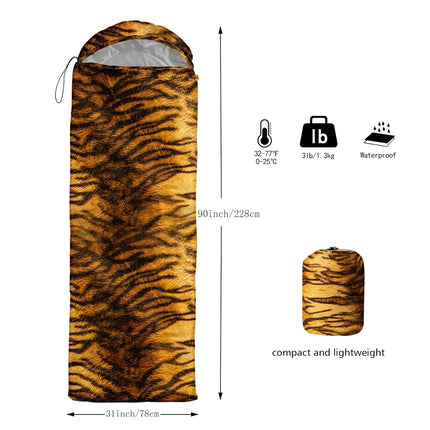 QOOMO Tiger Waterproof Sleeping Bags for Adults & Kids,Printed Camping Sleeping Bags, 3 Season Warm & Cool Weather,Lightweight,Traveling,and Outdoors,Camping Gear Equipment,31x90inch