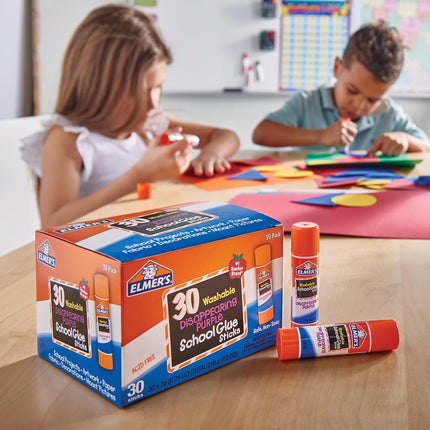 Elmer's Disappearing Purple School Glue Sticks, Washable, 7 Gram, 30 Count