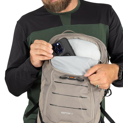 Osprey Raptor 14L Men's Mountain Biking Backpack with Hydraulics Reservoir, Black, Black, One Size, Mountain Biking Backpack With Hydraulics Reservoir