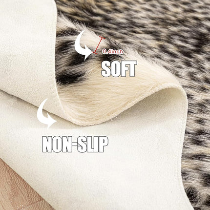 Leopard Print Rug 3.3" Wx3.1 L Feet Faux Cowhide Skin Rug Animal Printed Area Rug Carpet for Home Office, Livingroom, Bedroom