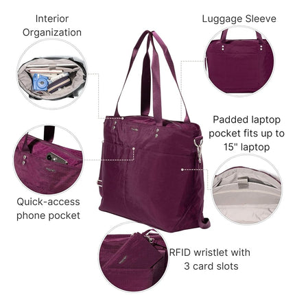 Baggallini Carryall Laptop Tote, Mulberry, One Size