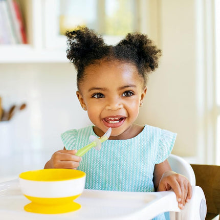Munchkin Silicone Trainer Spoons with Choke Guard for Baby Led Weaning, Blue/Green (Pack of 4)