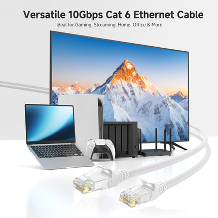 Cable Matters Cable Ethernet Cat 6 de 10 Gbps sin enganches - 2,1 m, cable Cat 6, cable Cat6, cable Ethernet, blanco