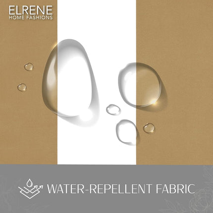 Elrene Home Fashions Highland Stripe Indoor/Outdoor Adhesive Loop Fastener Tab Top Window Curtain Panel for Patio, Pergola, Porch, Deck, Lanai, and Cabana, 50"x95", Natural