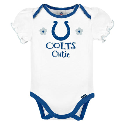 Gerber Baby Girl's NFL 3 Pack Short Sleeve Onesie Bodysuit, Team Color, 18 Months