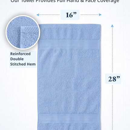 Lane Linen 100% Cotton Hand Towels for Bathroom - 6 Piece Set (16" x 28"), Soft and Highly Absorbent Hand Towels for Bathroom, Hotel & Spa, Perfect Bathroom Hand Towels for Daily Use - Cerulean Blue