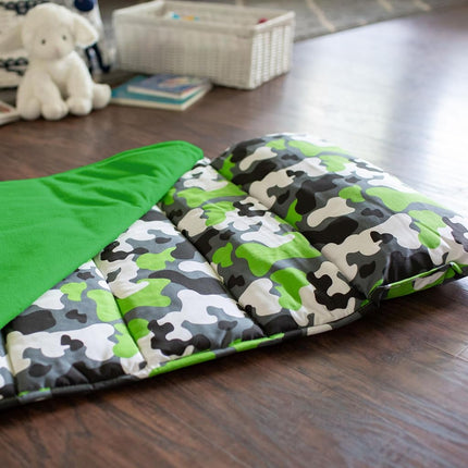 Wildkin Original Nap Mat with Pillow for Toddler Boys and Girls, Measures 50 x 20 x 1.5 Inches, Ideal for Daycare and Preschool, Mom's Choice Award Winner, BPA-Free (Camo Green)