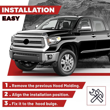 HECASA Front Hood Bulge Chrome Molding Upper Grille Bumper Silvery Platinum Style Compatible with 2014-2021 Toyota Tundra Hood Scoop Replacement for 761800C030 TO1231102 REPT133702