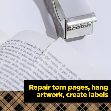 Scotch Stainless Steel Refillable Dispenser and 2 Rolls of Scotch Magic Tape with 66% Plant Based Adhesive, 0.75 in. x 550 in, Invisible Tape, Oﬃce Supplies and School Supplies