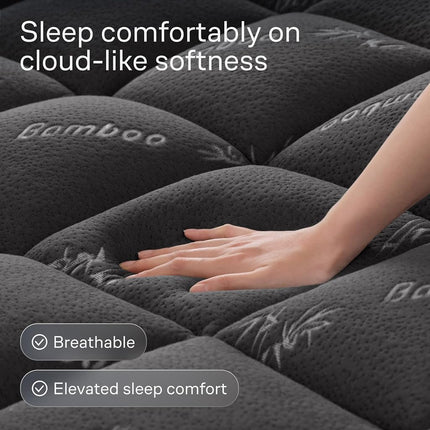 Bamboo Double (Full) Mattress Topper - Thick Cooling Breathable Pillow Top Mattress Pad for Back Pain Relief - Deep Pocket Topper Fits 8-20 Inches Mattress (Bamboo, Full Size 54x75 Inches)
