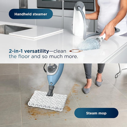 Limpiadora a vapor Shark Lift-Away con vaporizador de mano desmontable para suelos duros sellados, azulejos, lechada, hornos, encimeras, ventanas, baños, tapicería, incluye 5 herramientas versátiles, azul, S3972BRN