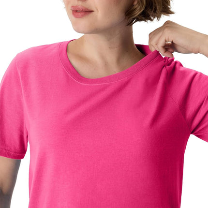 Hanes Women's Perfect-T Crewneck T-Shirt, Lightweight Cotton Short Sleeve Tee for Women, Amaranth, S