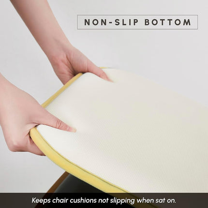 Elegant Comfort 2 Pack Chair Cushion Covers - Skid-Proof Rubber Backing - 16 x 16 Inch - Thick Dining Square Shape Seat Covers - Comfortable Textured Chair Pads with Ties - Chevron Pattern, Yellow
