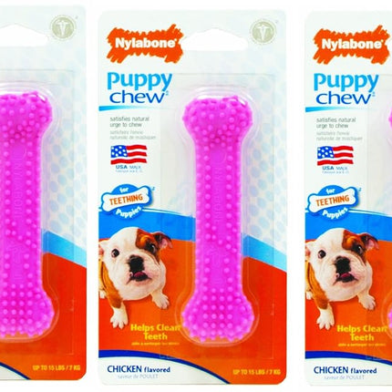 Nylabone (3 Pack) Puppy Bone Chicken Petite Pink |