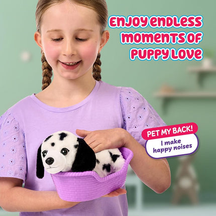 Little Live Pets My Really Real Puppy Minis- Pepper the Dalmatian| Interactive Puppy with 20+ Sounds & Reactions- Includes Basket for Display. Fun & Adorable Gift for Kids (11cm/4.3in Tall)