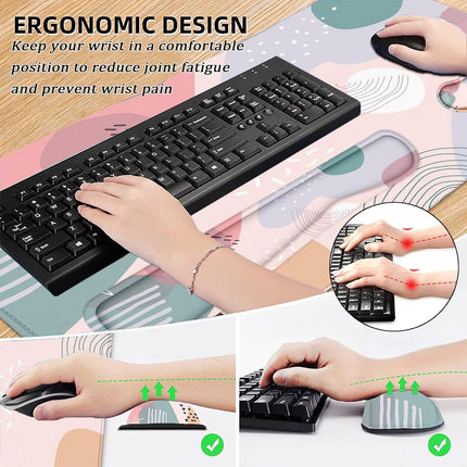 Large Mouse Pad with Wrist Rest, 4-in-1 Wrist Rest for Keyboard and Mouse