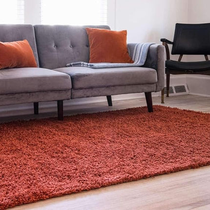 Unique Loom Solid Shag Collection Tapis de surface terracotta 3 x 5 (97 cm x 158 cm)