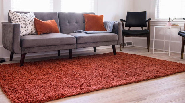 Unique Loom Solid Shag Collection Terracotta 3 x 5 Area Rug (3' 2" x 5' 2")