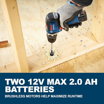 Bosch GSR12V-300FCB22 12V Max EC Brushless Flexiclick 5-in-1 Drill/Driver System with (2) 2.0 Ah Batteries